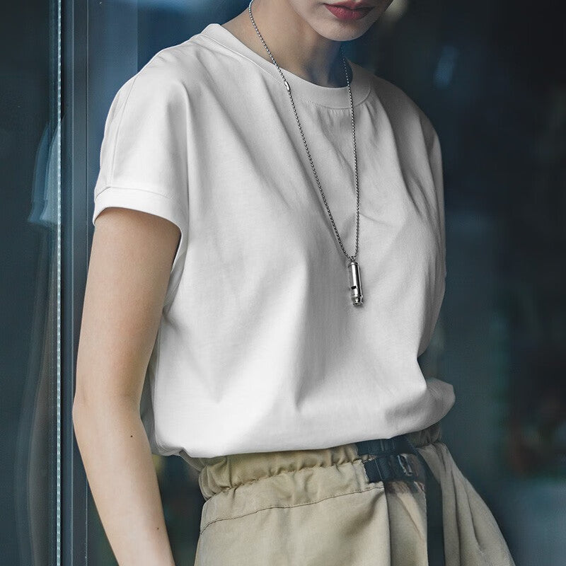 馬登女裝 冰絲凉感寬鬆圓領T恤落肩袖基礎鹽系短袖打底衫