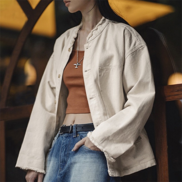 馬登女裝 美式棉籽殼牛仔外套休閒寬鬆設計感小眾純棉丹寧夾克