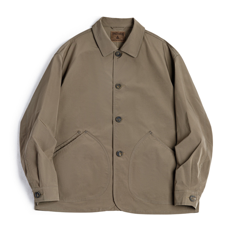 馬登工裝 法式復古斜插口袋工裝夾克薄款梭織翻領休閒廓形外套男春