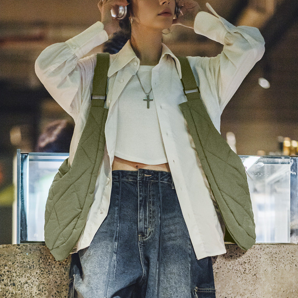 馬登女裝 山系戶外機能馬甲辛芷蕾大容量斜挎包多功能兩用馬甲背包