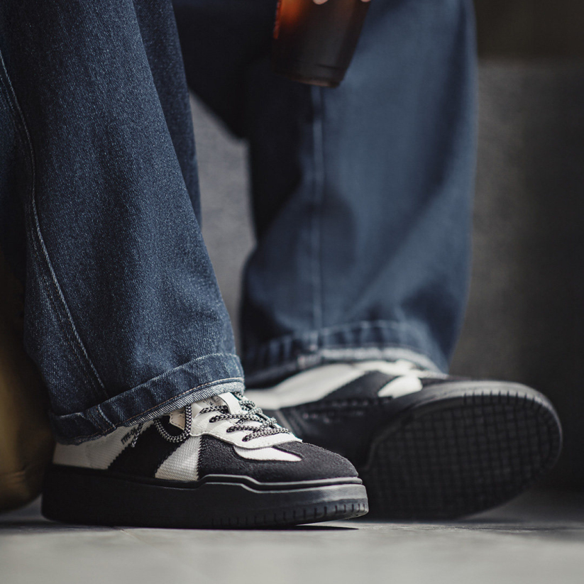 馬登男鞋 貓熊德訓鞋冬季復古厚底增高休閒阿甘鞋男士通勤板鞋