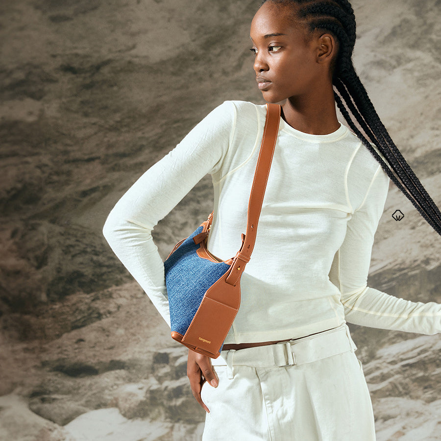 掛耳系列小號牛仔行囊hobo包通勤單肩丹寧斜挎包