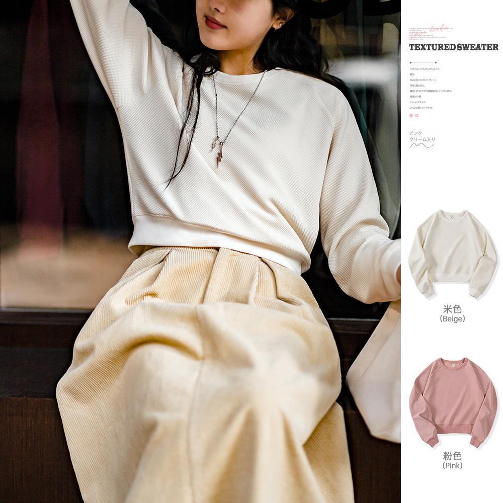 馬登女裝 休閒高腰圓領衛衣質感內搭打底外穿長袖上衣