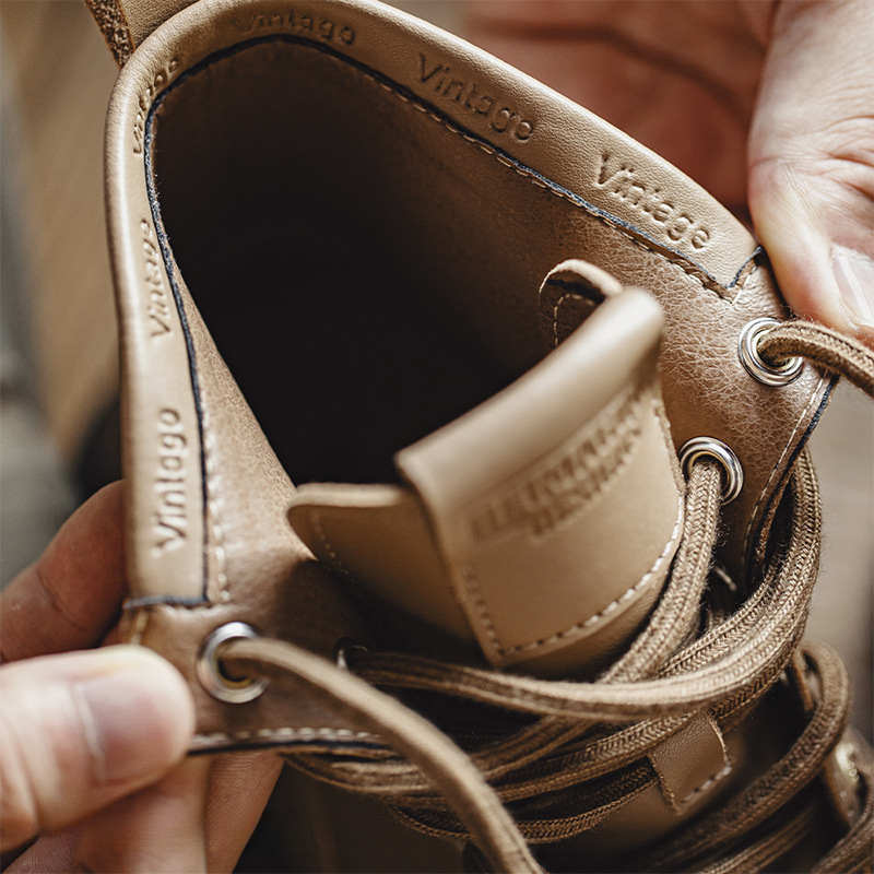 馬登工裝 冬季工裝皮靴高級感男鞋休閒中高幫英倫風小眾復古馬丁靴