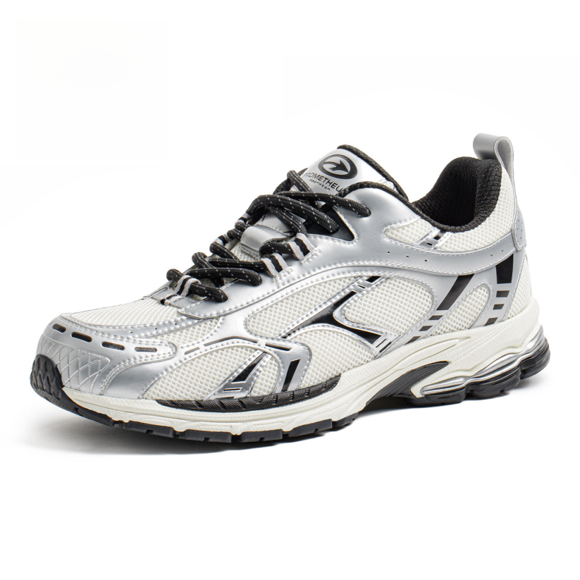 馬登男鞋 復古厚底銀黑色老爹鞋增高運動網帽透氣通勤休閒鞋子