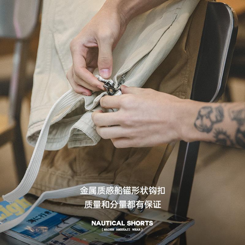 馬登工裝 美式復古卡扣腰帶直筒短褲阿美咔嘰戶外休閒五分褲