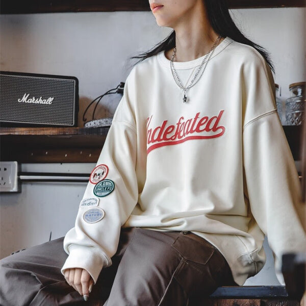 馬登女裝 美式休閒套頭衛衣撞色拼接插肩袖學院風長袖上衣外套秋