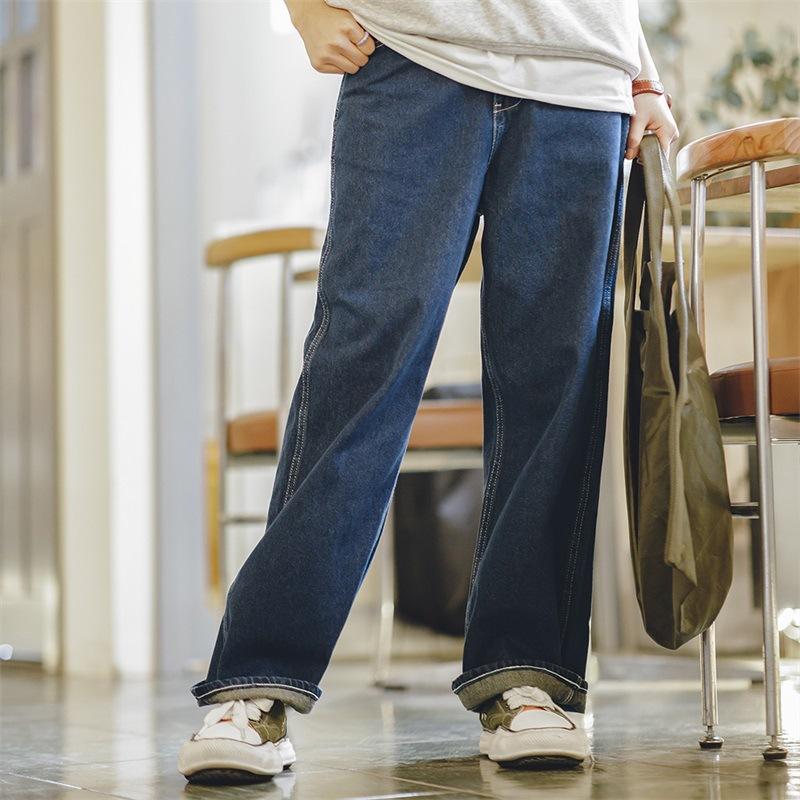 馬登女裝 復古港風Oversize直筒休閒褲男友風氣質寬鬆闊腿牛仔褲