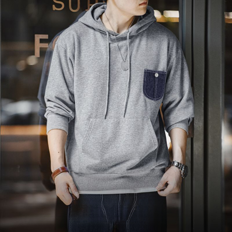 馬登工裝 美式休閒口袋拼接連帽衛衣Cleanfit運動長袖上衣男秋冬季
