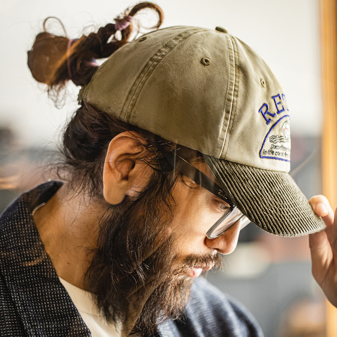 馬登工裝 美式復古卡其燈芯絨彎簷硬頂棒球帽刺繡做舊鴨舌遮陽帽