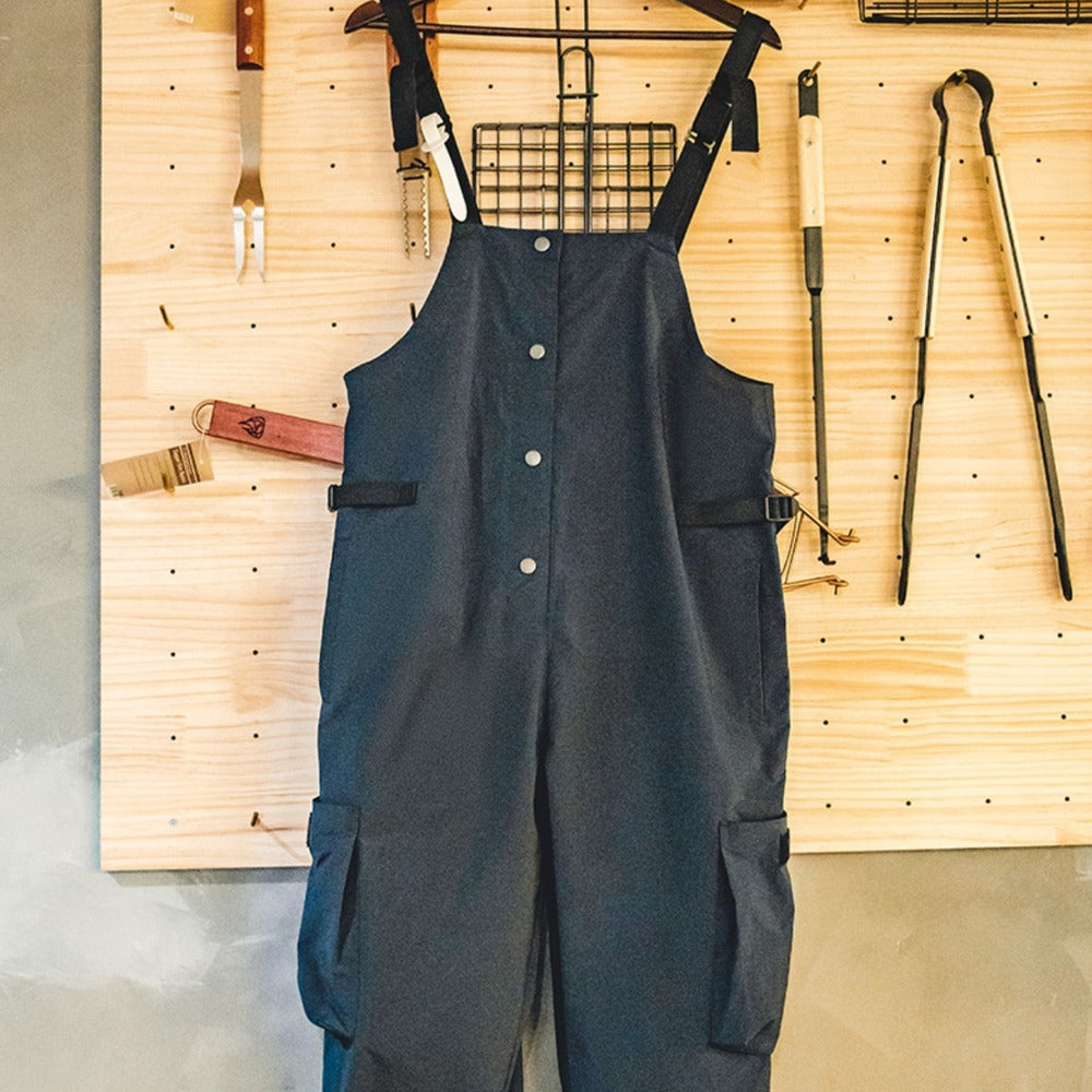 馬登女裝 美式復古機能風工裝背帶褲山系戶外防水個性闊腿褲連體褲