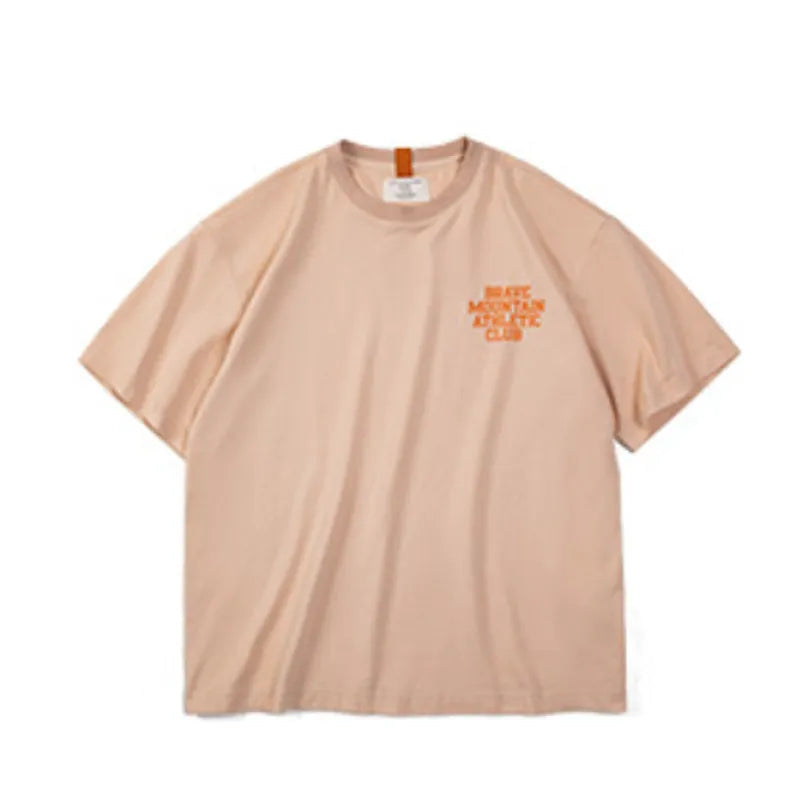 馬登女裝 美式休閒馬卡龍色短袖T恤寬鬆純棉字母印花情侶套頭衫