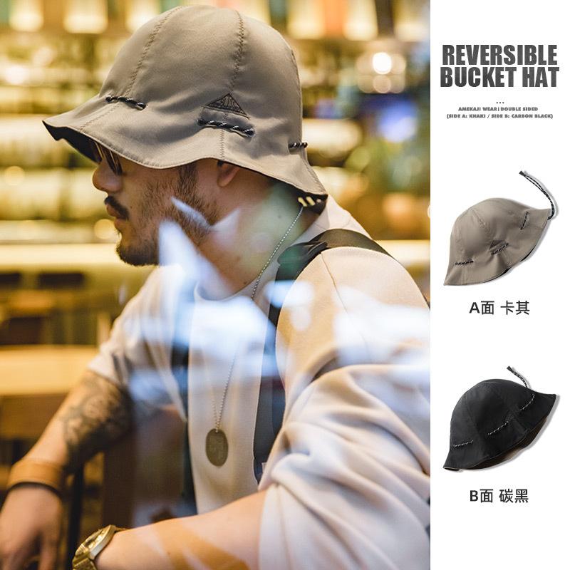 馬登工裝 黑色卡其色兩用漁夫帽便攜手提零錢包錢袋遮陽帽子男女