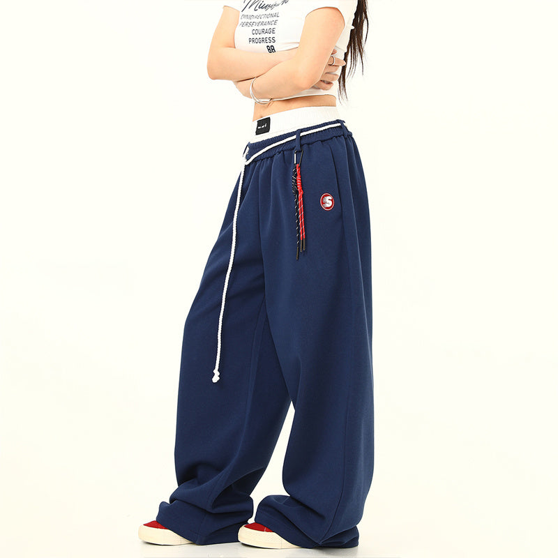 美式復古爵士舞嘻哈運動衛褲女直筒街舞褲jennie同款褲子