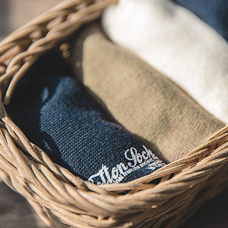 馬登工裝 純色吸汗棉質船襪休閒透氣四季通用短襪子