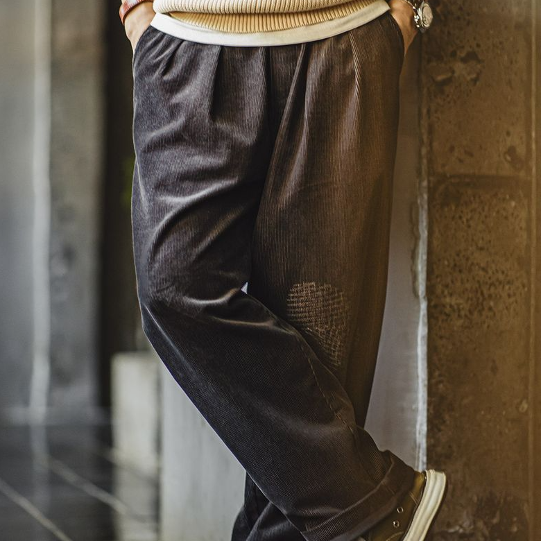 馬登工裝 美式復古燈芯絨補丁休閒褲vintage寬鬆闊腿直筒褲男秋冬