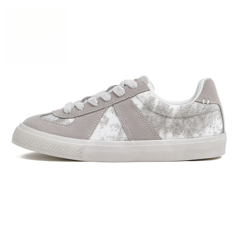 馬登男鞋 灰影德訓鞋男春季復古紮染帆布板鞋平底休閒百搭阿甘鞋子