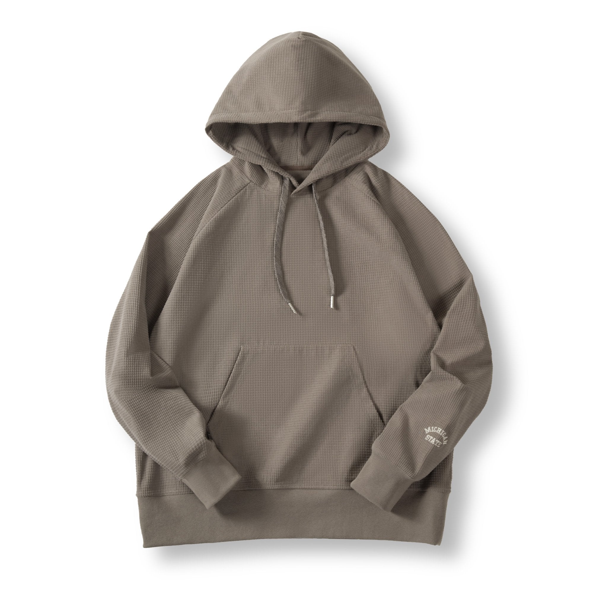 馬登工裝 美式玉米粒刺繡連帽衛衣絨感百搭純色套頭衫上衣