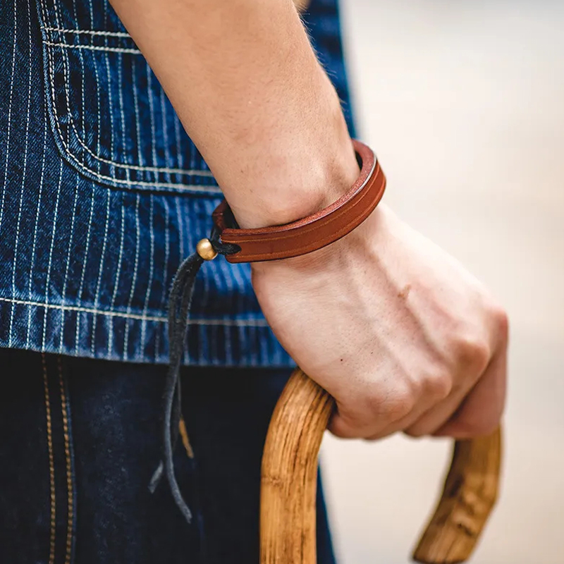 馬登工裝 復古一生之環植鞣皮手環手鐲阿美咔嘰首飾配飾男女