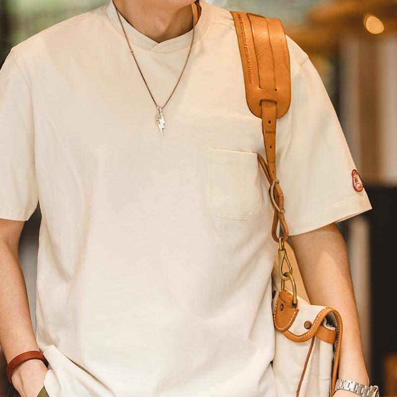 馬登工裝 棒球領寬鬆口袋T卹運動短袖打底衫男夏