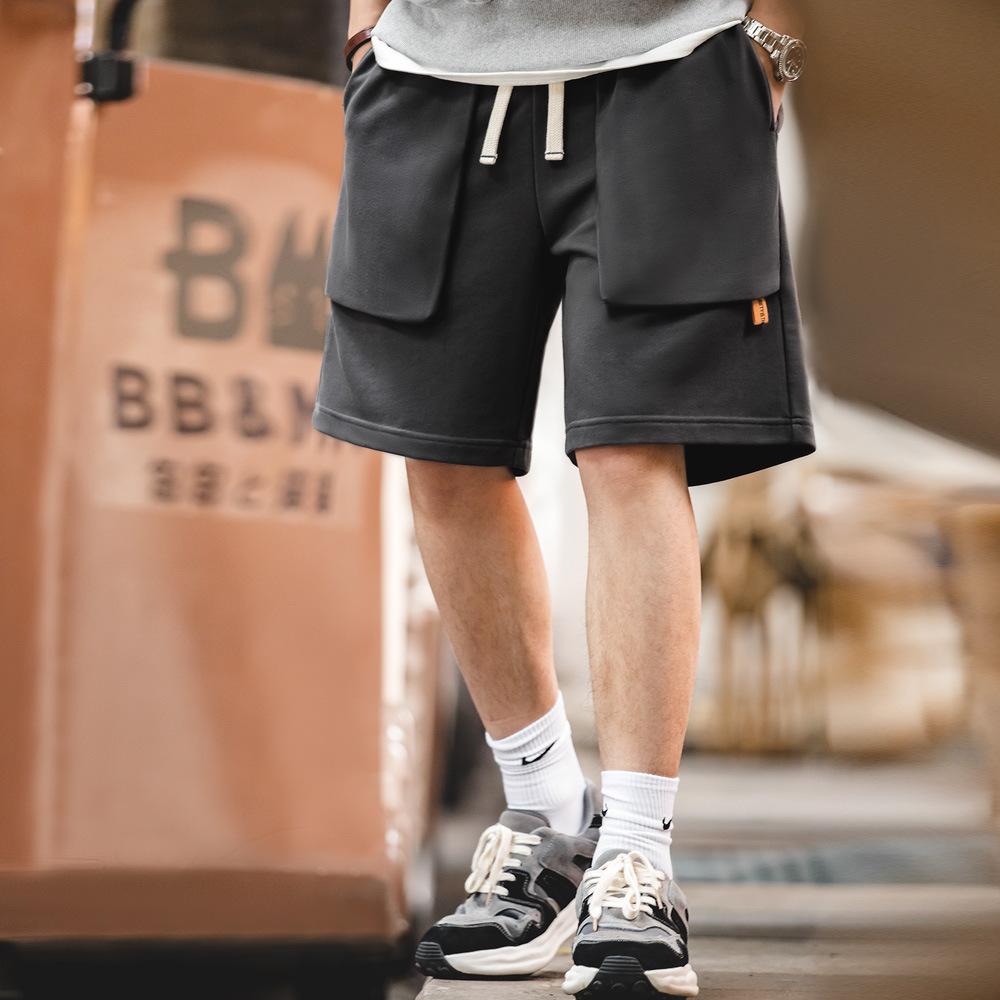 馬登工裝 美式休閑針織短褲直筒寬松大口袋運動褲夏季五分衛褲