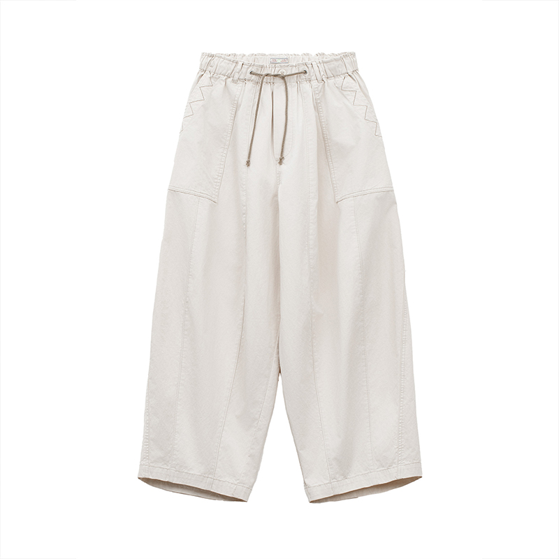 馬登女裝 夏日鬆弛感卡其色老錢風闊腿氣球褲復古工裝梨型顯瘦山本褲