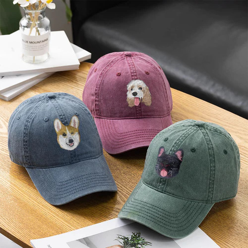 客製化刺繡寵物圖案卡通小狗棒球帽立體可愛毛小孩刺繡帽