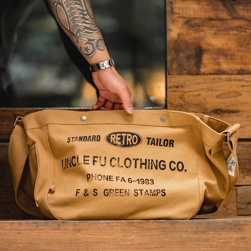 馬登工裝 美式復古大容量斜背報童包字母帆布機車電腦托特郵差包