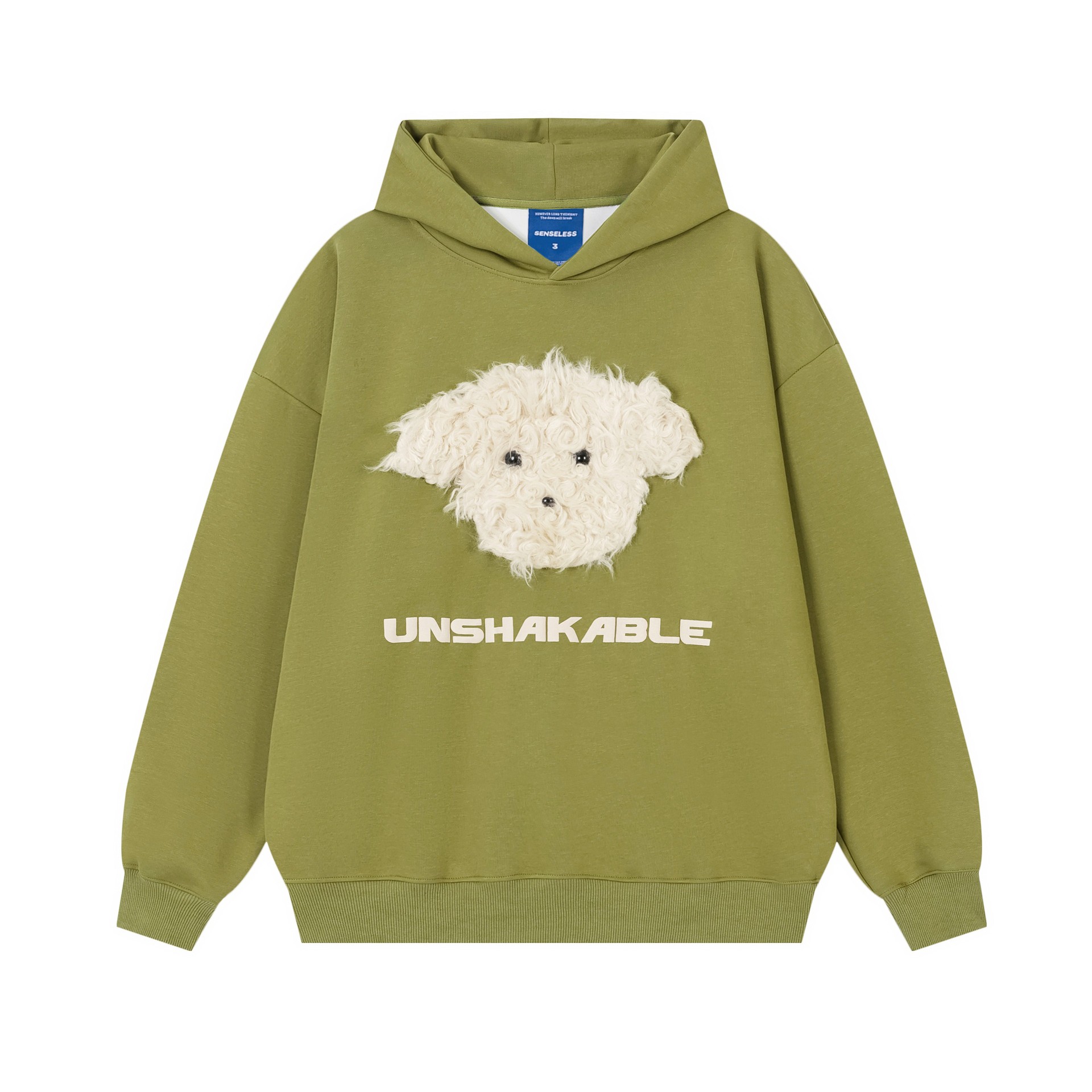 美式復古毛絨小狗刺繡連帽衛衣秋冬百搭休閒寬鬆情侶衛衣外套