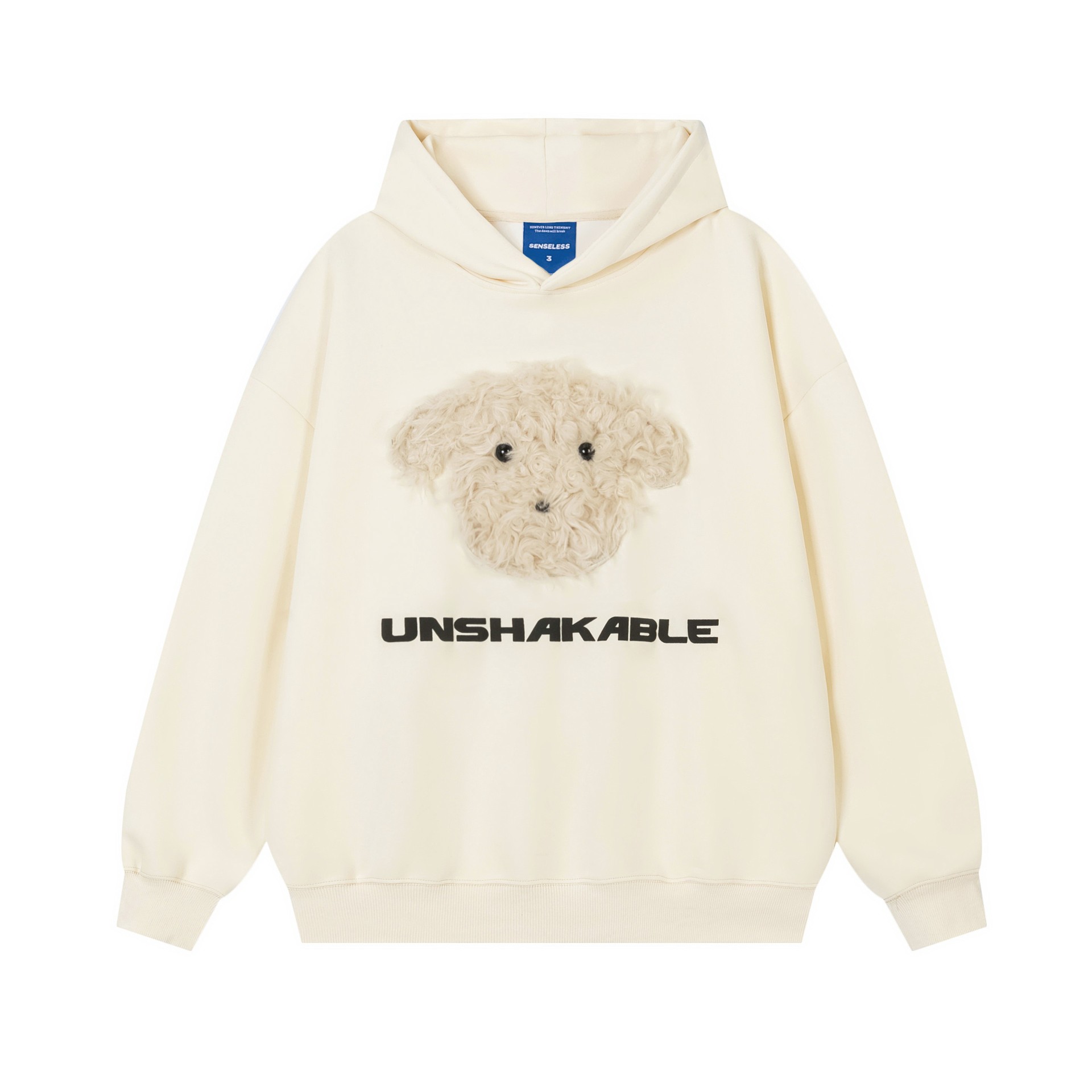 美式復古毛絨小狗刺繡連帽衛衣秋冬百搭休閒寬鬆情侶衛衣外套