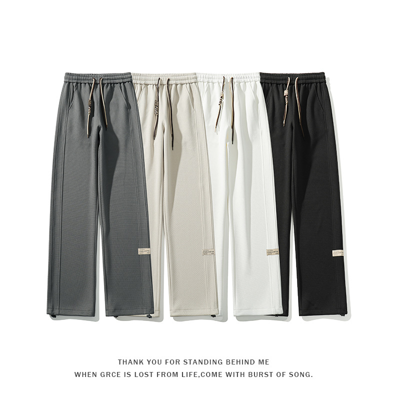 菠蘿格加絨長褲鬆緊腰編織腰繩垂感休閒褲內裡加絨運動褲