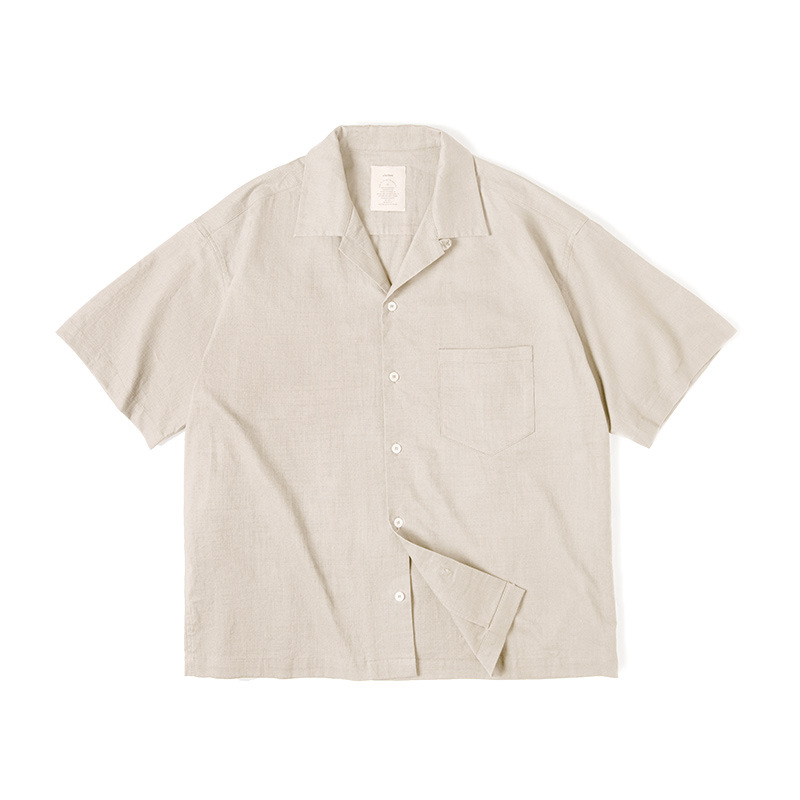 馬登工裝 古巴領寬鬆短袖襯衫透氣休閒痞帥山系襯衣