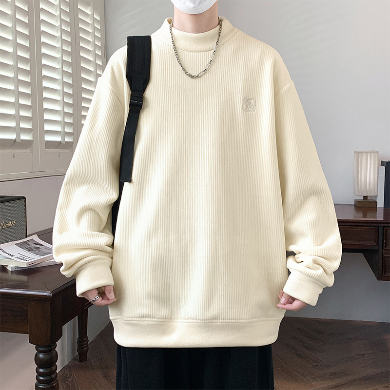 雙面奧粒絨立體剪花衛衣秋季男士時尚ins港風寬鬆長袖套頭衫