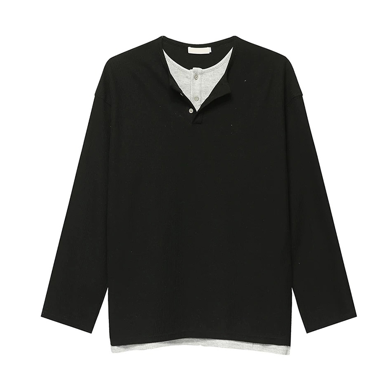 美式復古高級感假兩件長袖衛衣打底衫女秋季百搭潮流設計感上衣