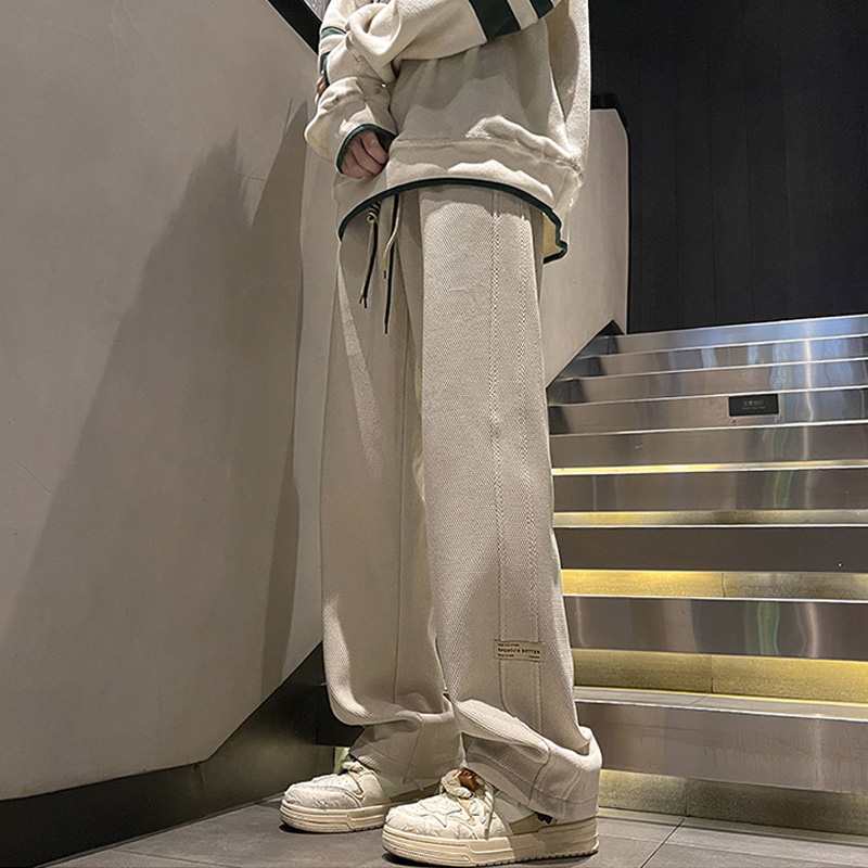 菠蘿格加絨長褲鬆緊腰編織腰繩垂感休閒褲內裡加絨運動褲