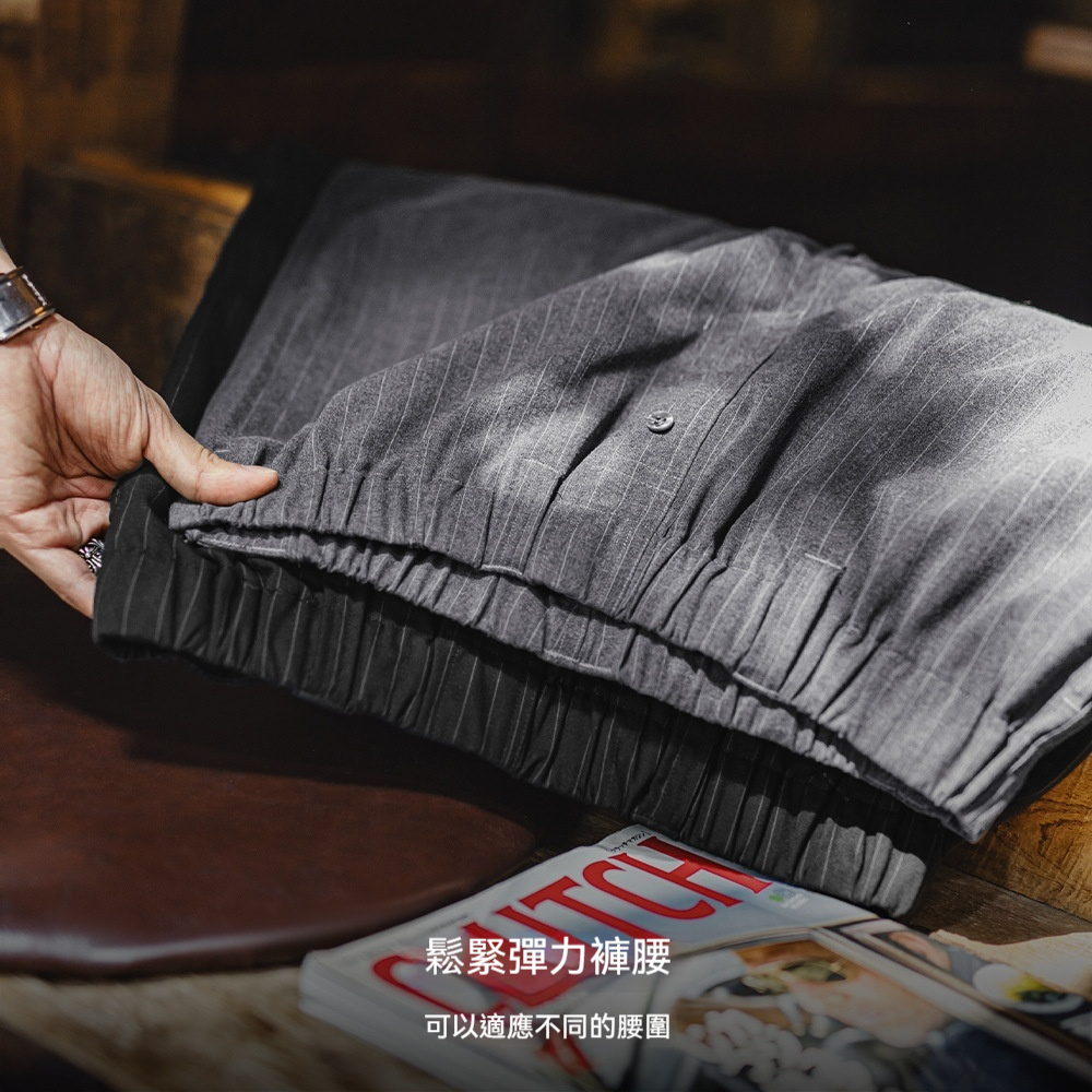 馬登工裝 日系豎條紋西裝短褲Cityboy鬆緊腰直筒五分褲男夏季