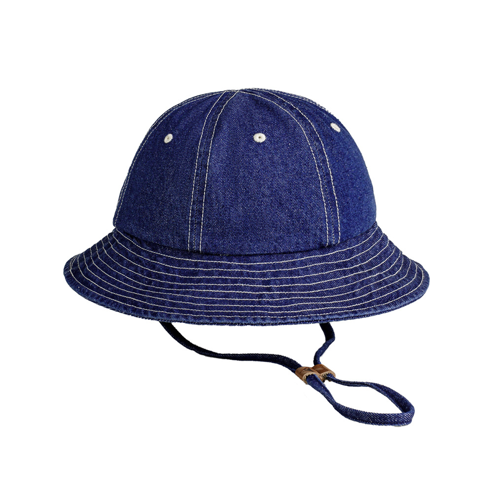 馬登工裝 美式復古丹寧牛仔漁夫帽寬帽檐咔嘰圓頂遮陽帽盆帽男女
