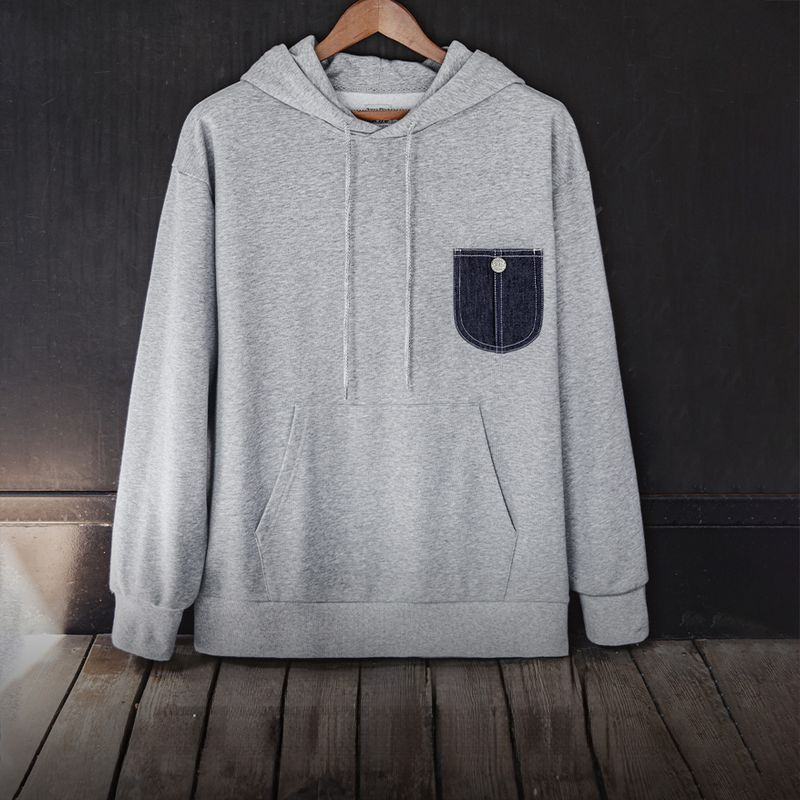 馬登工裝 美式休閒口袋拼接連帽衛衣Cleanfit運動長袖上衣男秋冬季