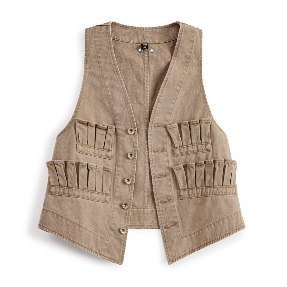 馬登女裝 復古多口袋V領無袖工裝外搭疊穿馬甲坎肩上衣女士秋季