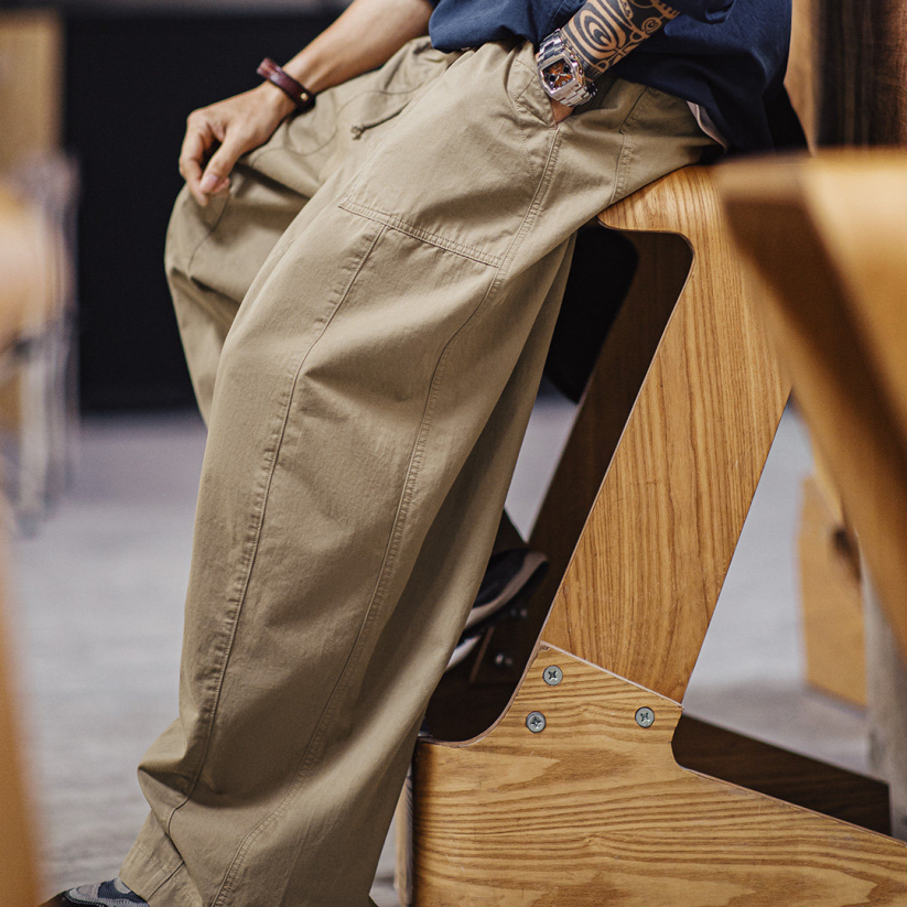 馬登工裝 美式復古寬鬆氣球褲廓形哈倫褲日系休閒長褲子男春