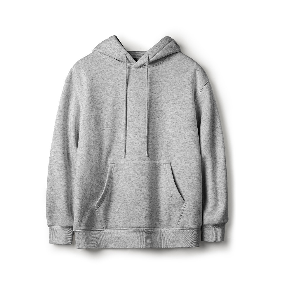 馬登工裝 美式灰色洛奇連帽衛衣加絨寬鬆重磅疊穿套頭帽衫外套男秋冬