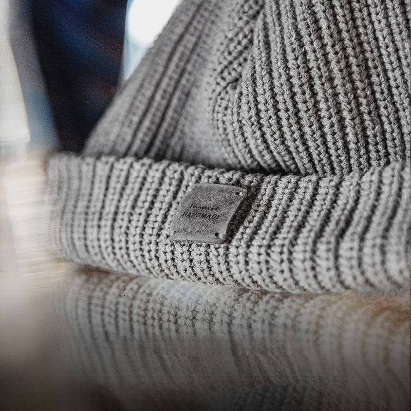 馬登工裝 美式復古粗針織毛線冷帽包頭護耳防寒保暖灰色帽子秋冬