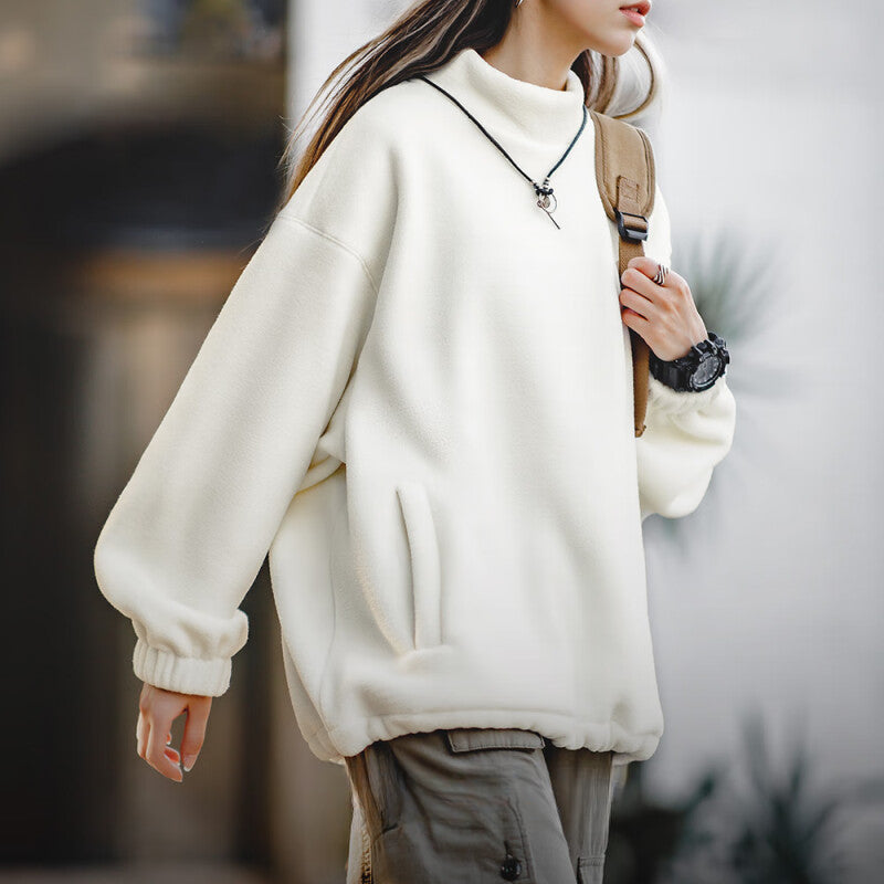 馬登女裝 美式立領搖粒絨衛衣秋冬慵懶風Oversize寬鬆長袖上衣