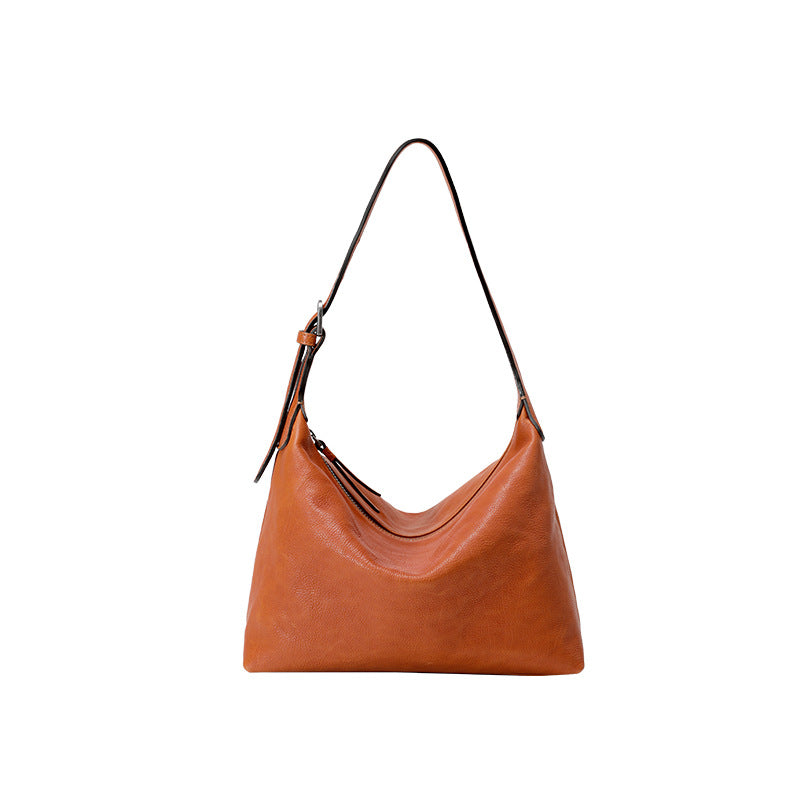 腋下Hobo包頭層植鞣牛皮通勤包包休閒真皮餃子包女