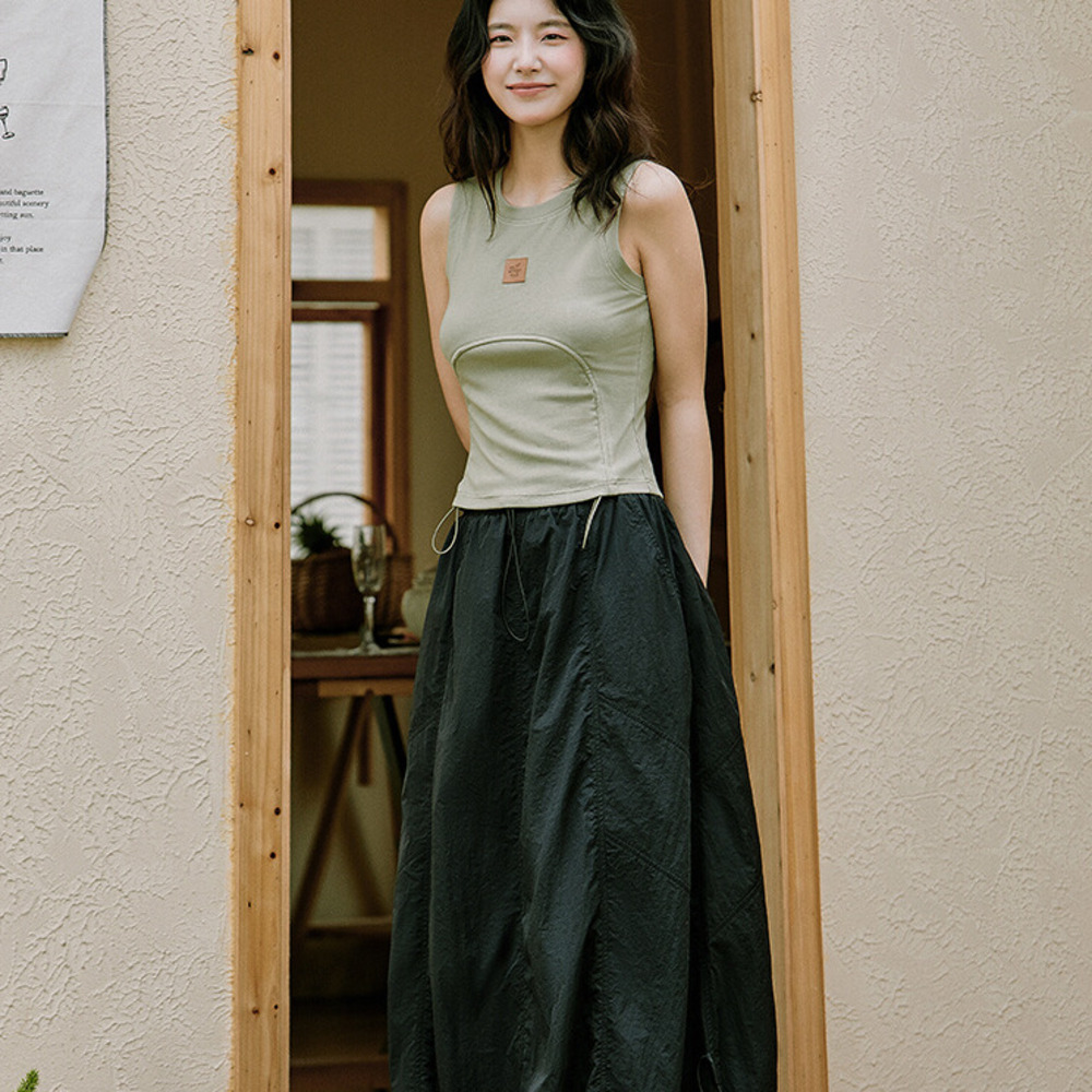 街頭戶外休閒工裝半身裙女百搭顯瘦大口袋抽繩可調節花苞裙