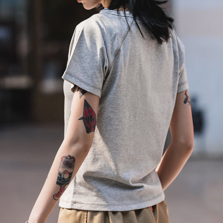 馬登女裝 美式簡約基礎百搭棉T卹顯瘦純色短袖打底衫