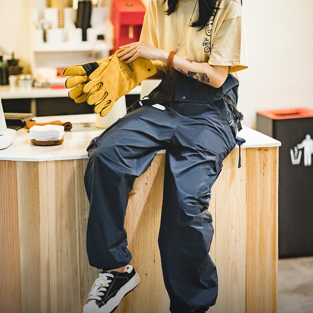 馬登女裝 美式復古機能風工裝背帶褲山系戶外防水個性闊腿褲連體褲