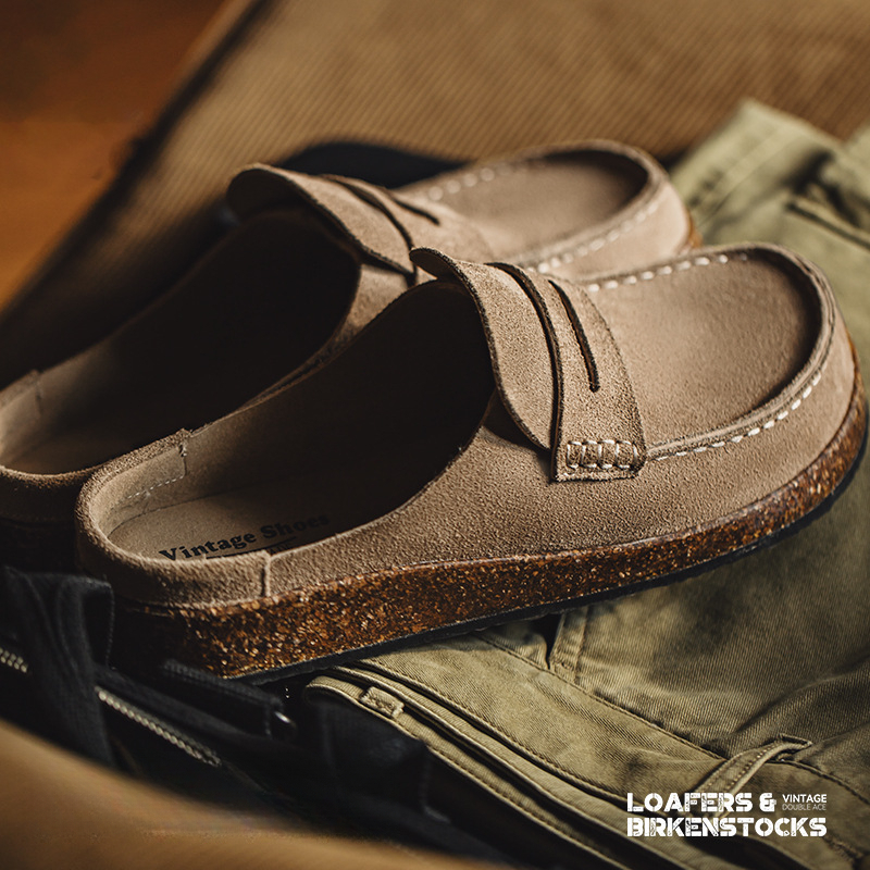 馬登工裝 秋冬季樂福穆勒鞋男厚底辦公室家用拖鞋潮休閒居家包頭拖