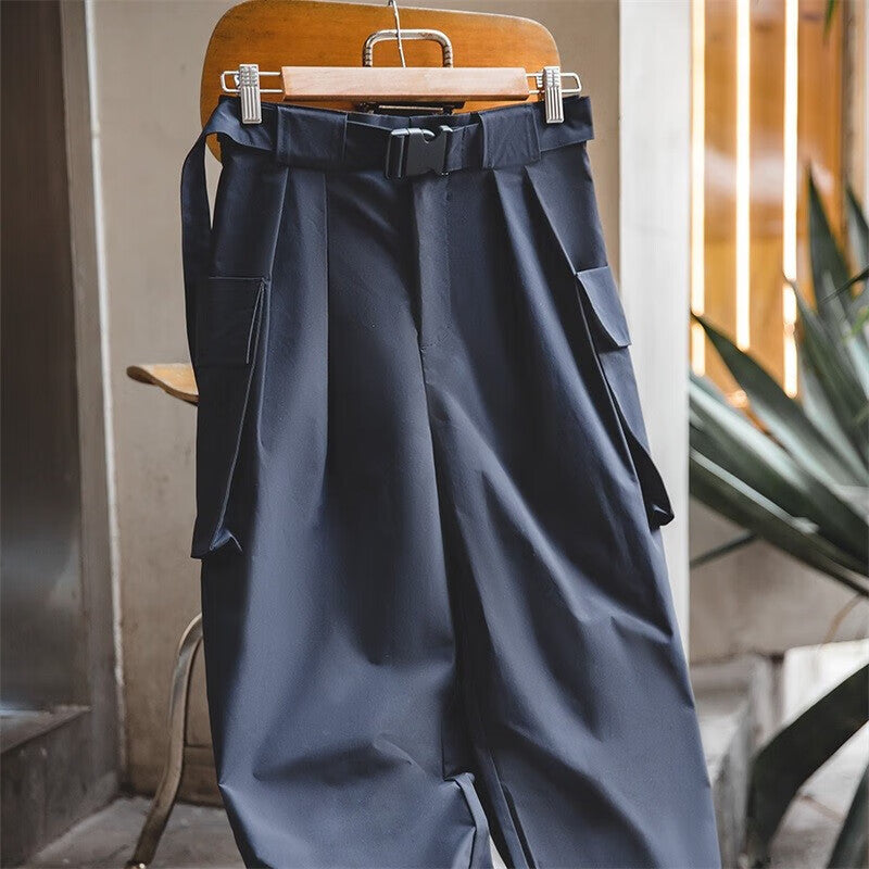 馬登女裝 美式復古直筒闊腿褲設計感休閒工裝褲口袋機能寬鬆長褲