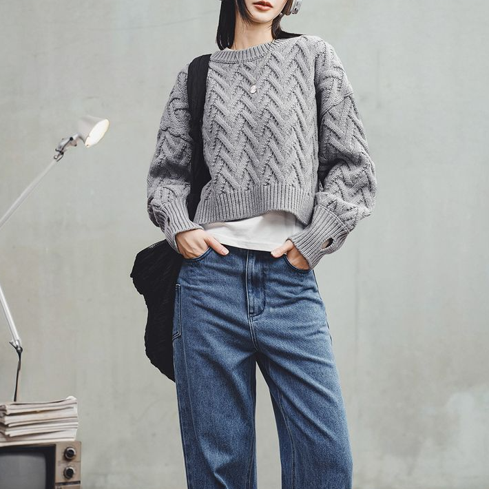 馬登女裝 美式阿蘭絞花毛衣復古麻花針織衫休閒長袖內搭毛衫厚冬季